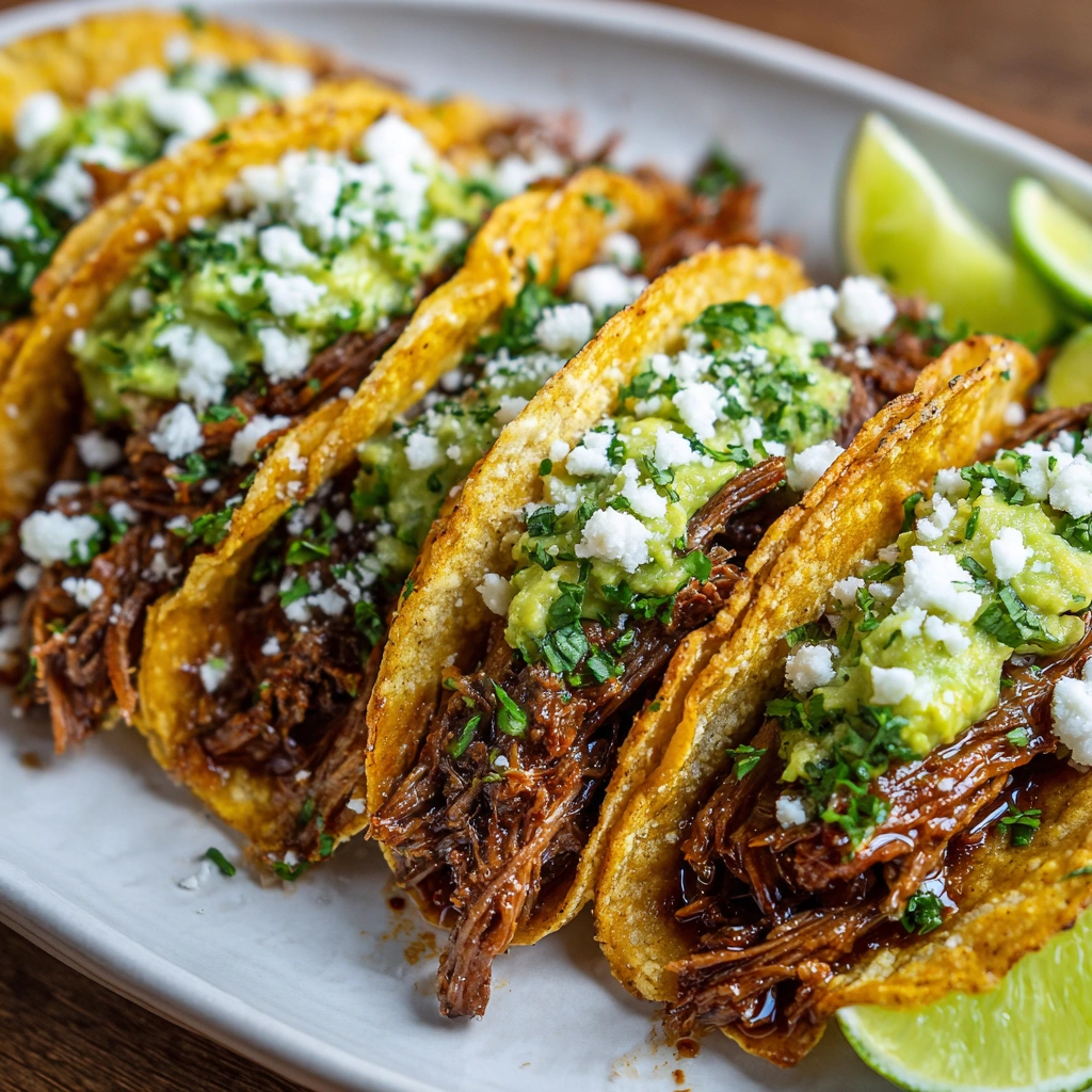 Viral Crispy Shredded Beef Tacos with Guacamole Surprise!