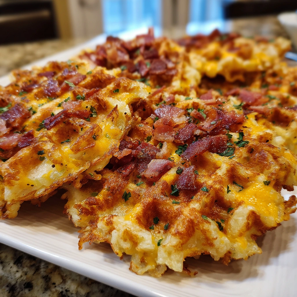 Bacon and Cheese Loaded Hashbrown Waffles: A Tasty Twist!