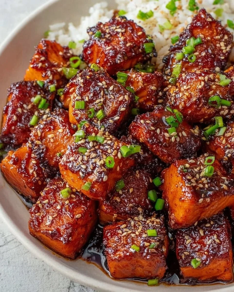 Honey Garlic Salmon Bites