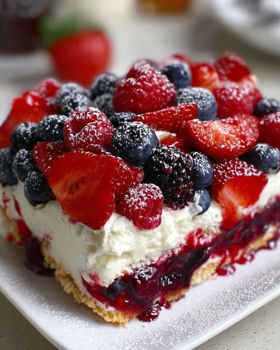 No Bake Summer Berry Lasagna