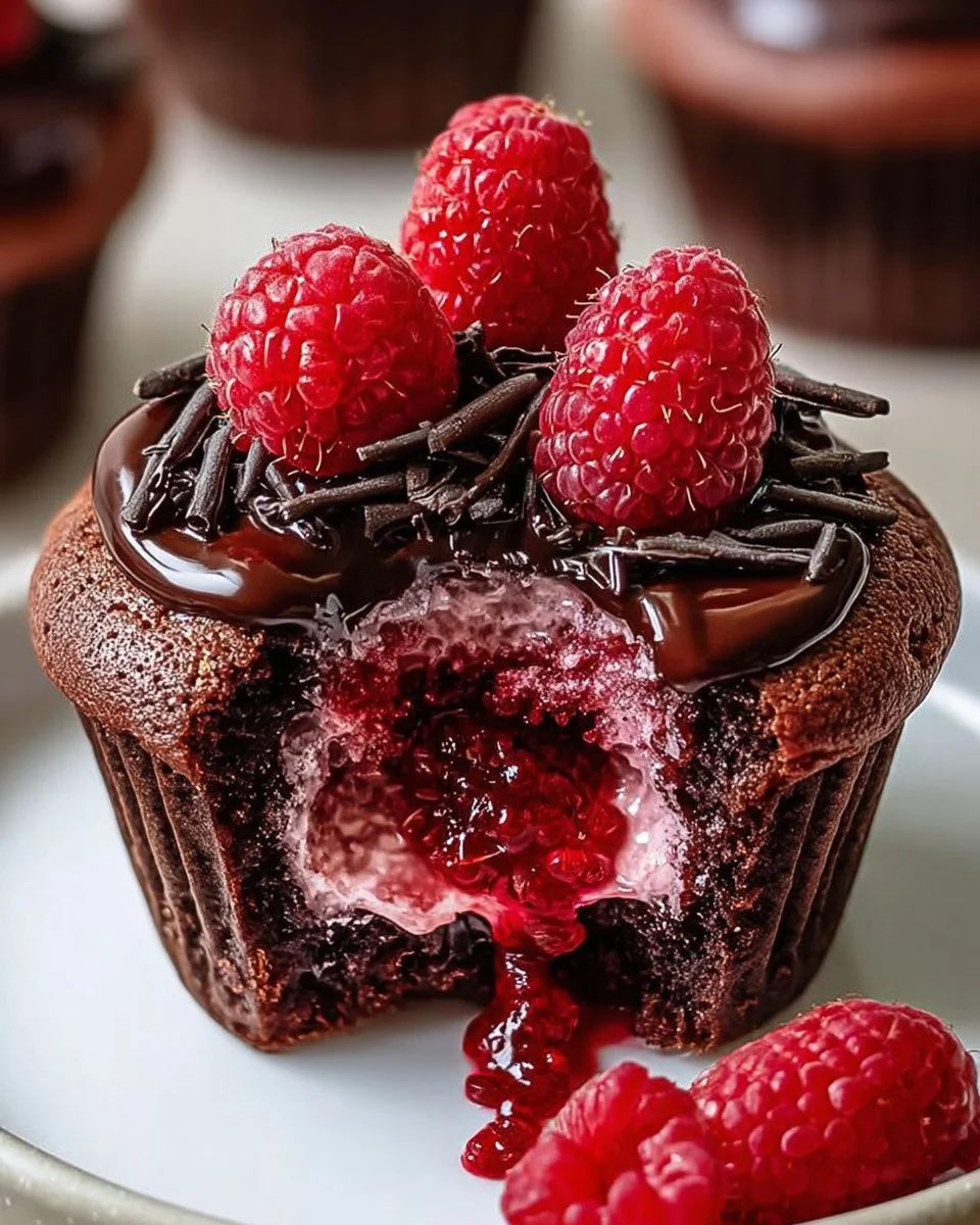Raspberry Chocolate Lava Cupcakes