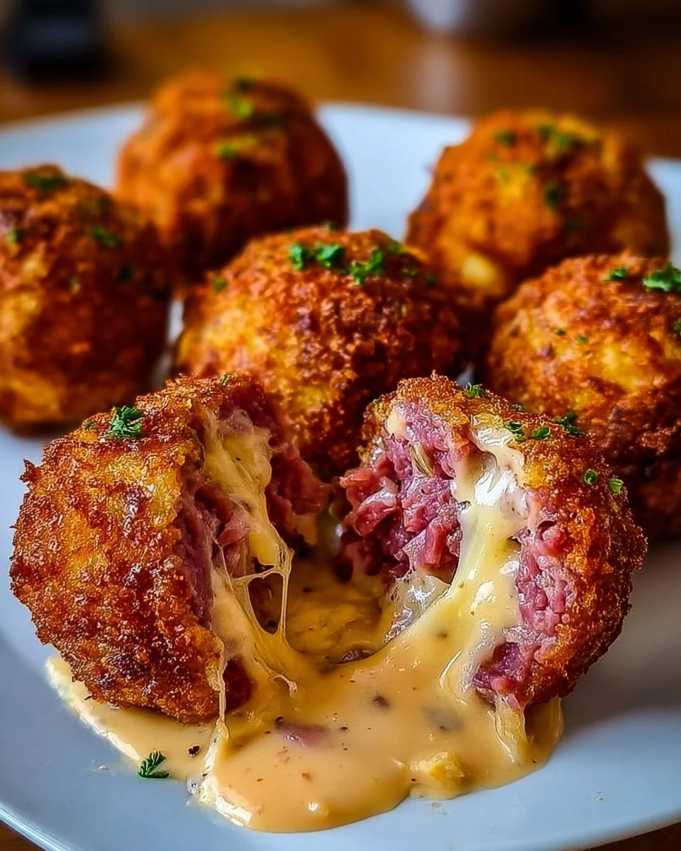 Reuben Balls with Spicy Thousand Island Dipping Sauce