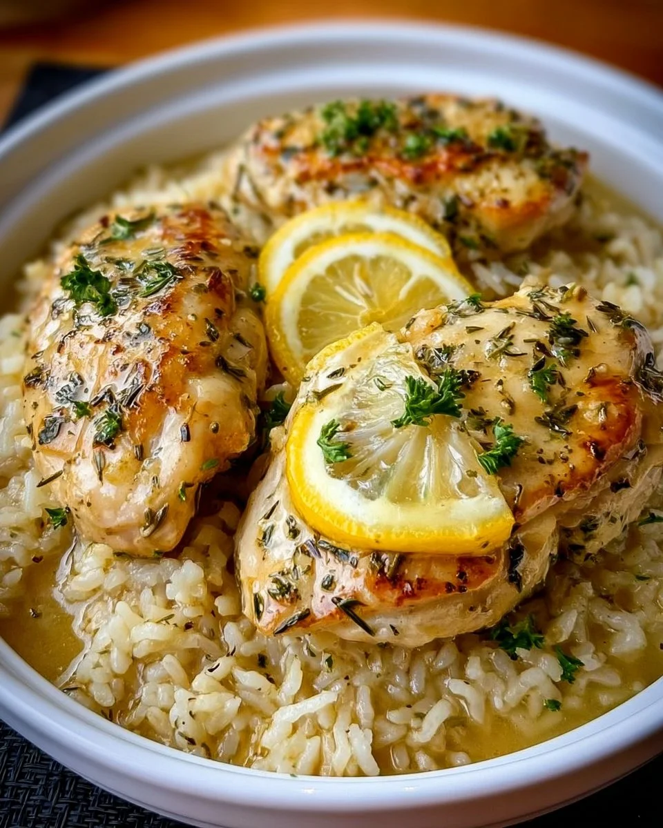 Slow Cooker Lemon Herb Chicken and Rice