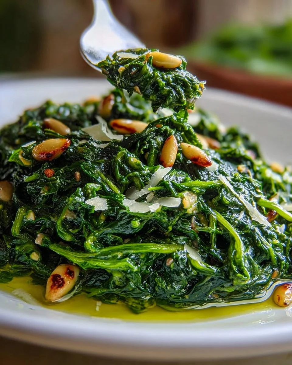 A bowl of vibrant dandelion pesto with fresh ingredients and a rustic background.
