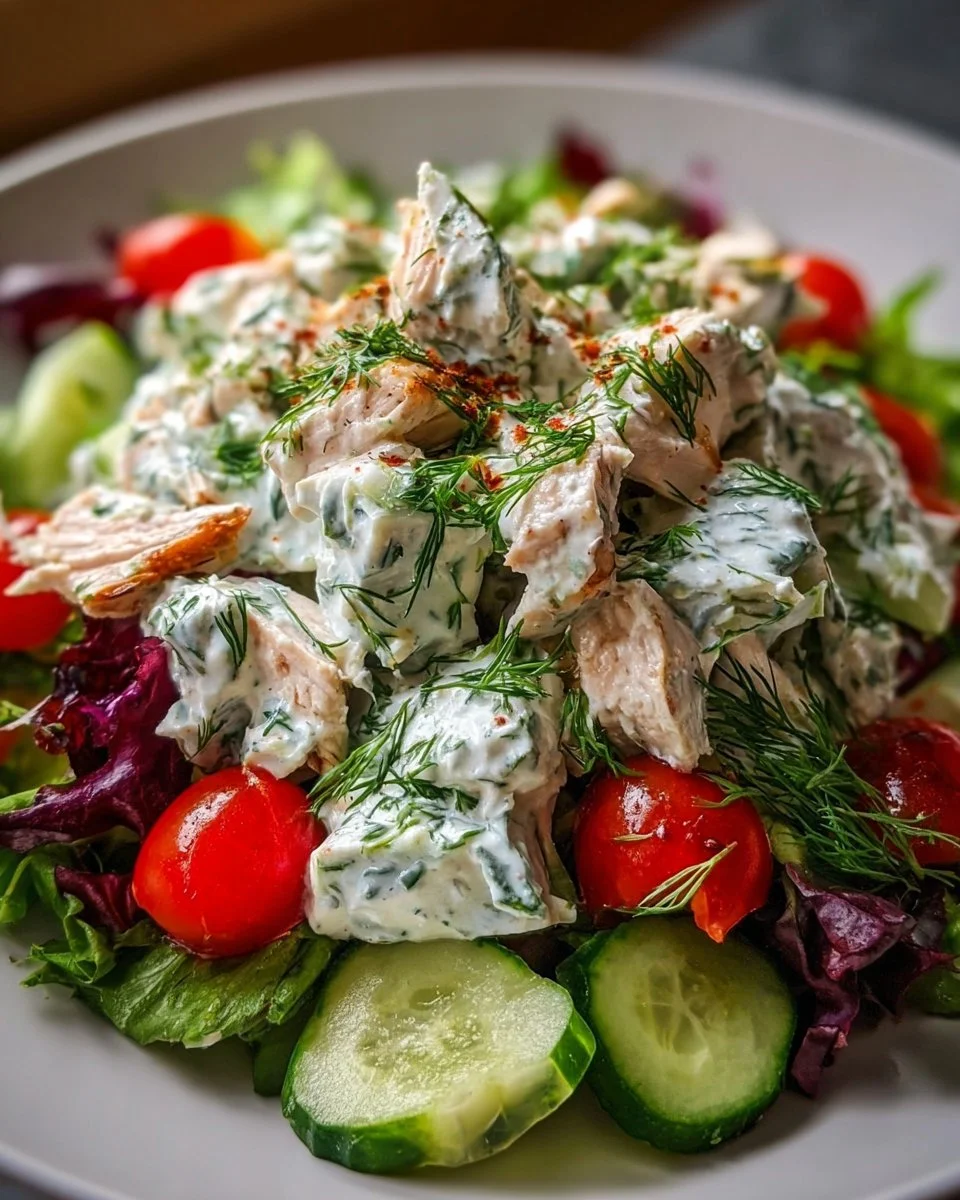 Healthy Mediterranean Tzatziki Chicken Salad