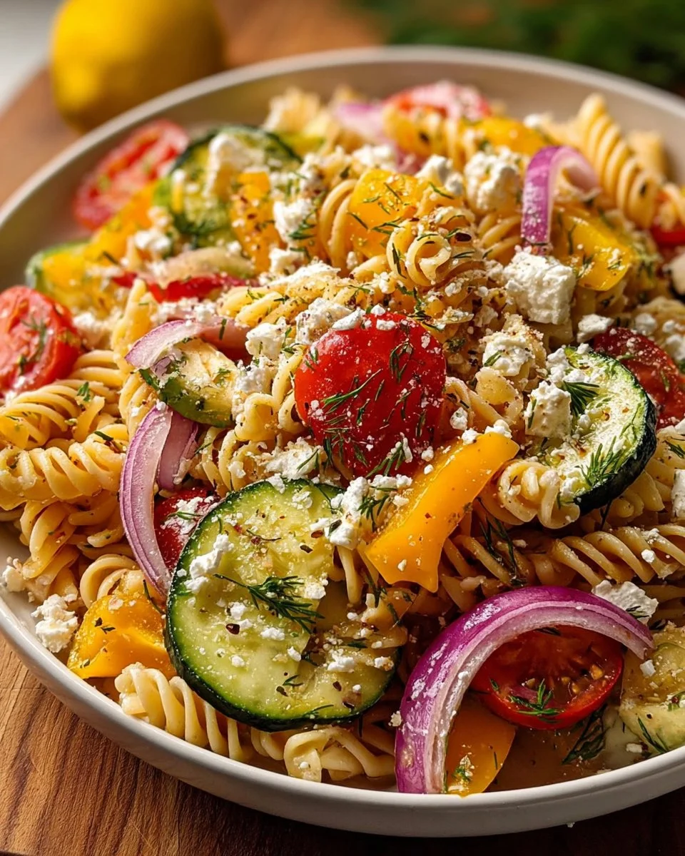 High Protein Greek Pasta Salad