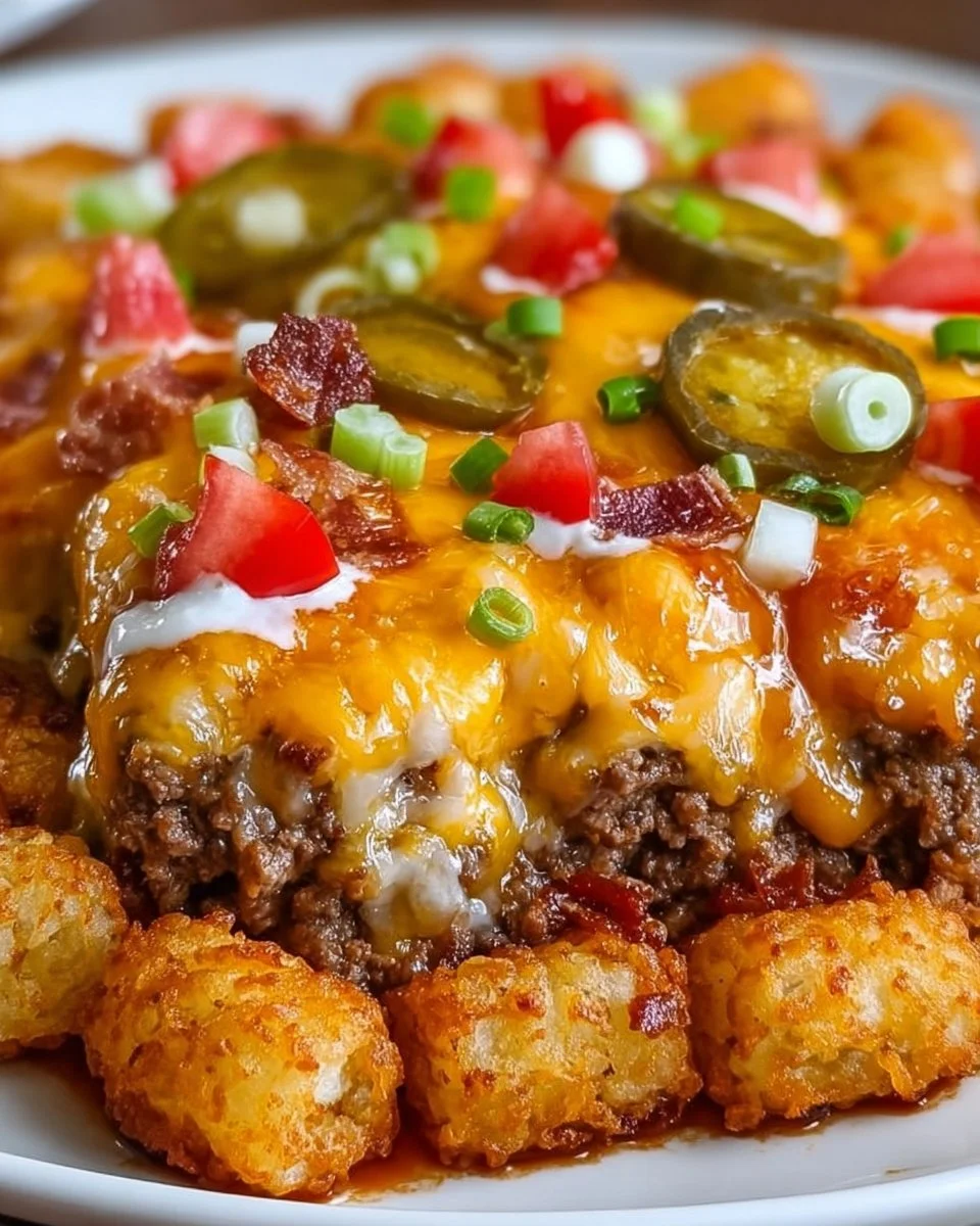 Loaded Cheeseburger Tater Tot Bake 30 Minutes Easy Delicious