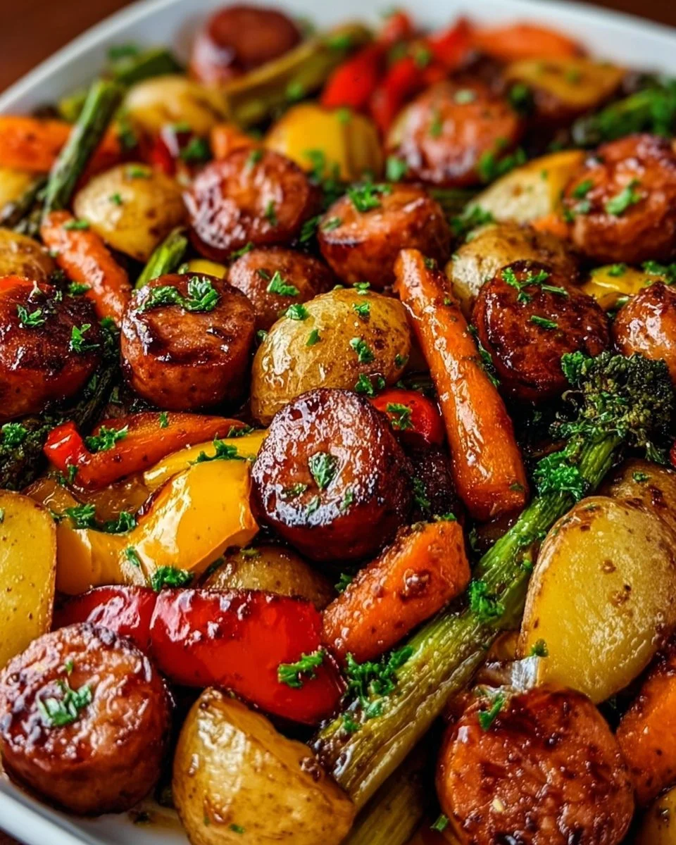 One-Pan Honey Garlic Kielbasa &amp; Veggies for Busy Nights