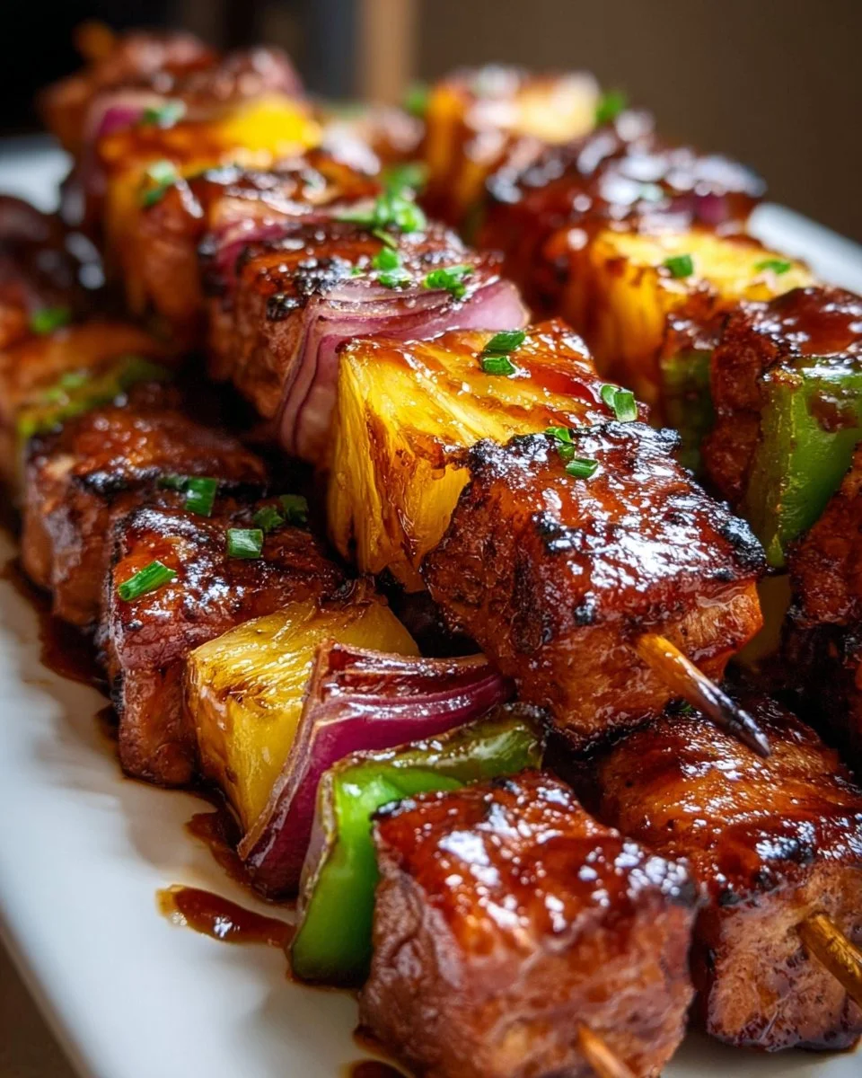 Pineapple BBQ Pork Skewers