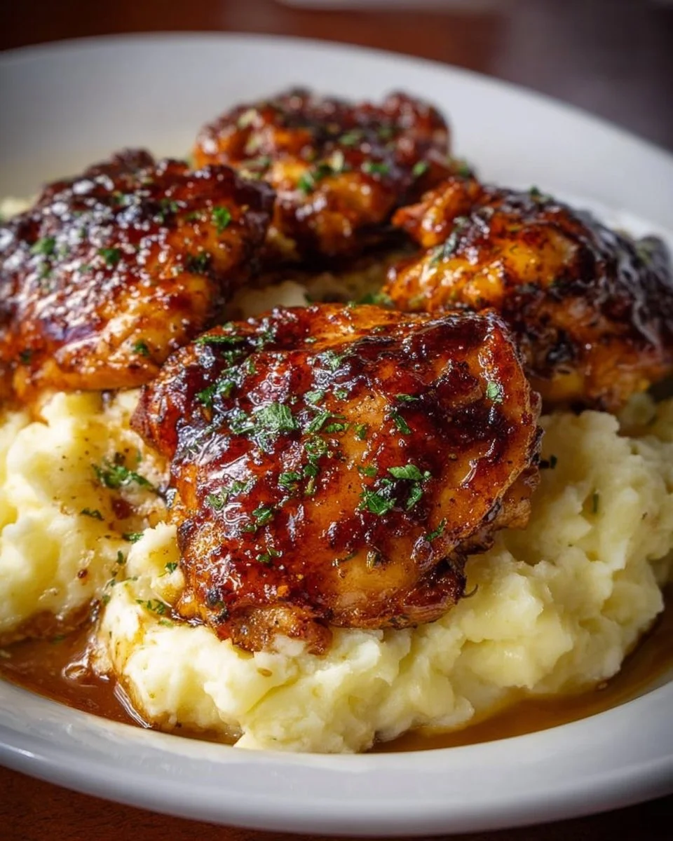 Chipotle Honey Chicken Thighs with Smoked Gouda Mashed Potatoes