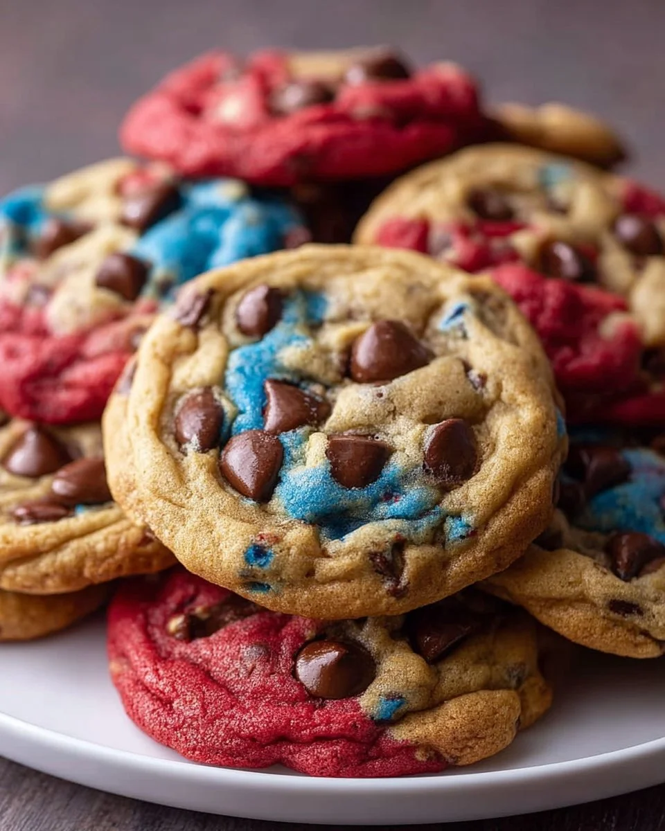 Colorful Marble Chocolate Chip Patriotic Cookies