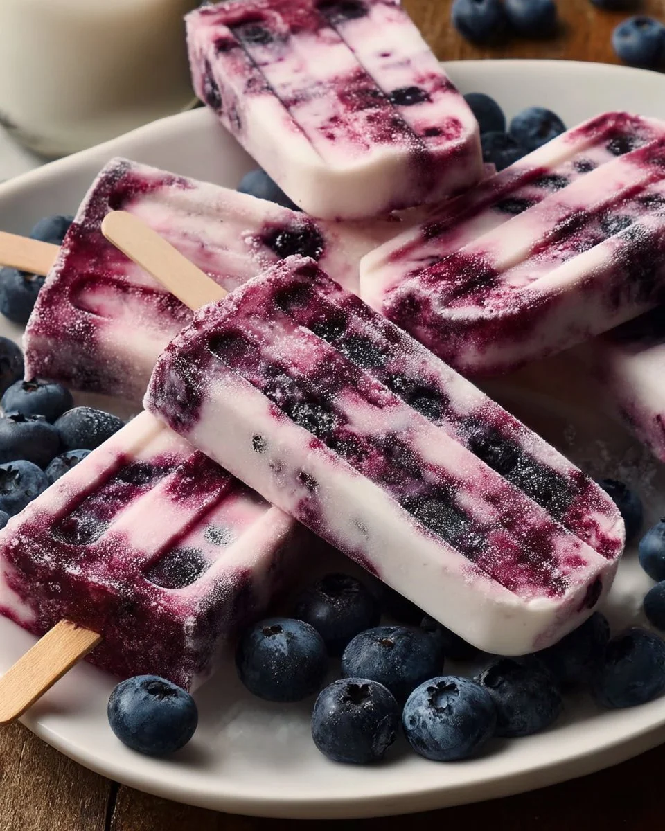 Healthy Blueberry Yogurt Ice Pops
