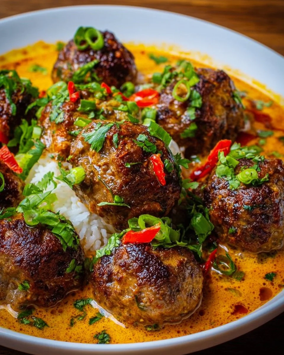 Jerk Meatballs in Coconut Curry Sauce
