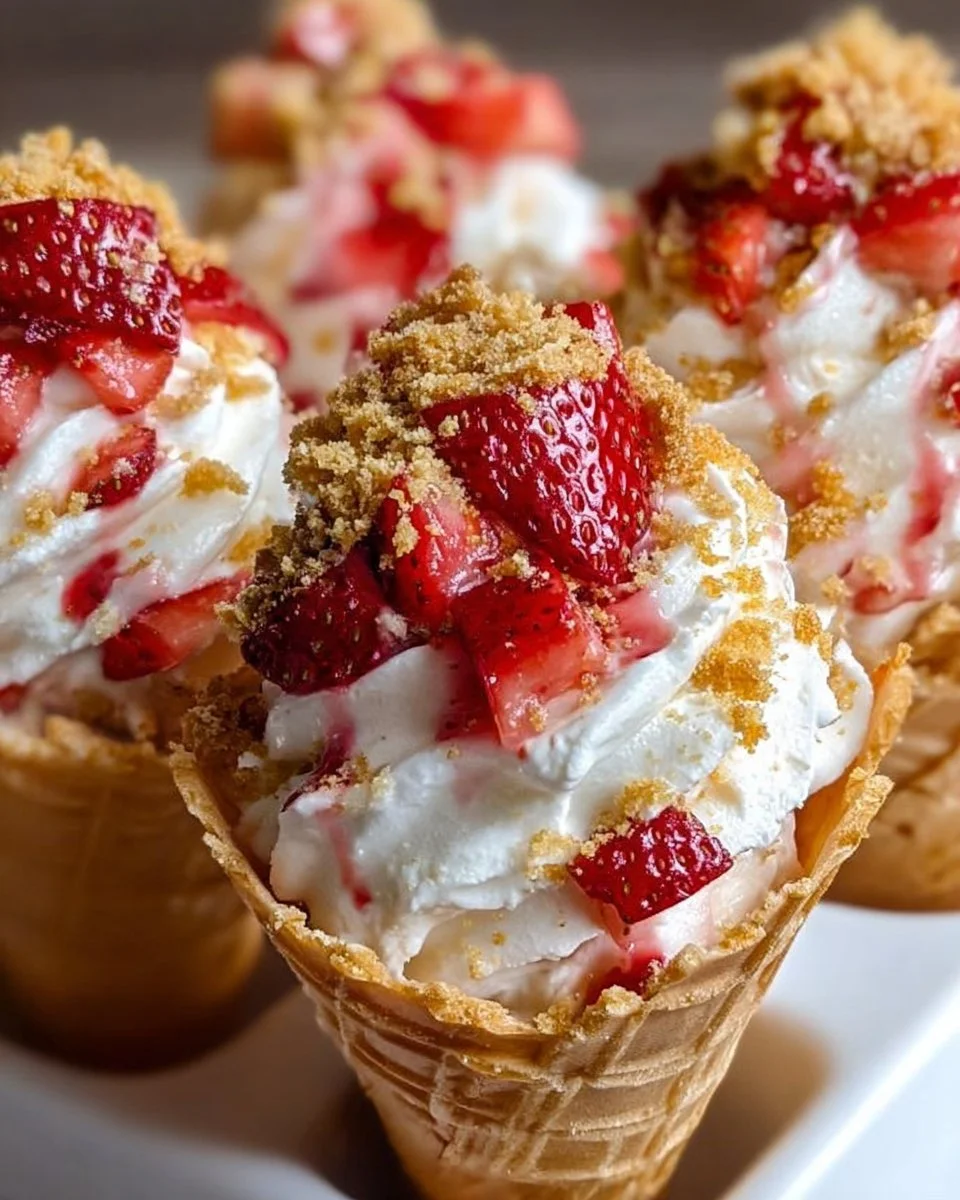 Strawberry Crunch Cheesecake Cones