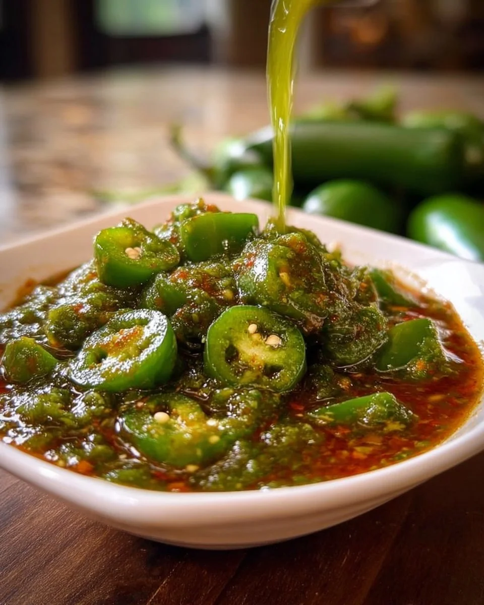Bottle of zesty homemade jalapeño lime hot sauce with fresh ingredients.