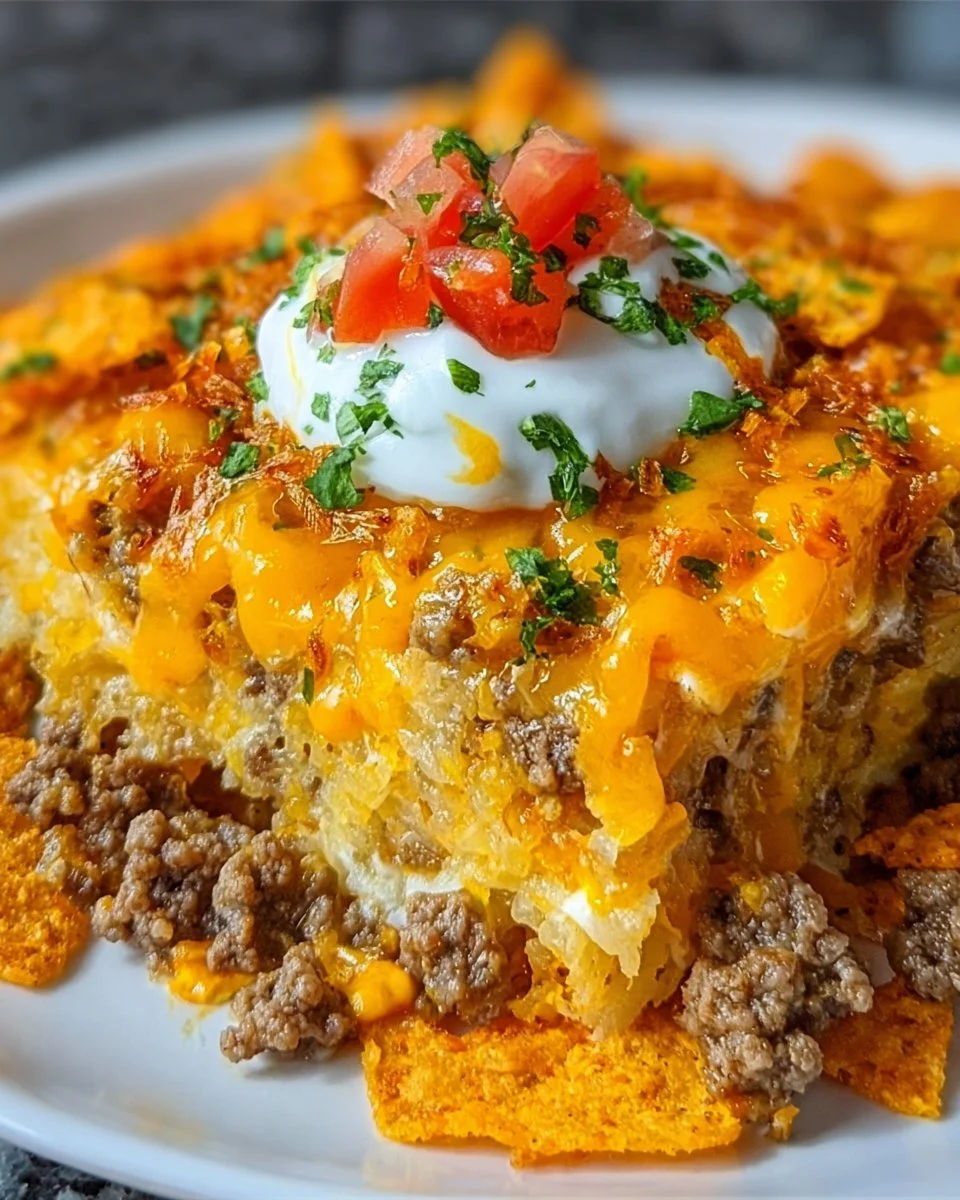 Cheesy Hashbrown Dorito Casserole