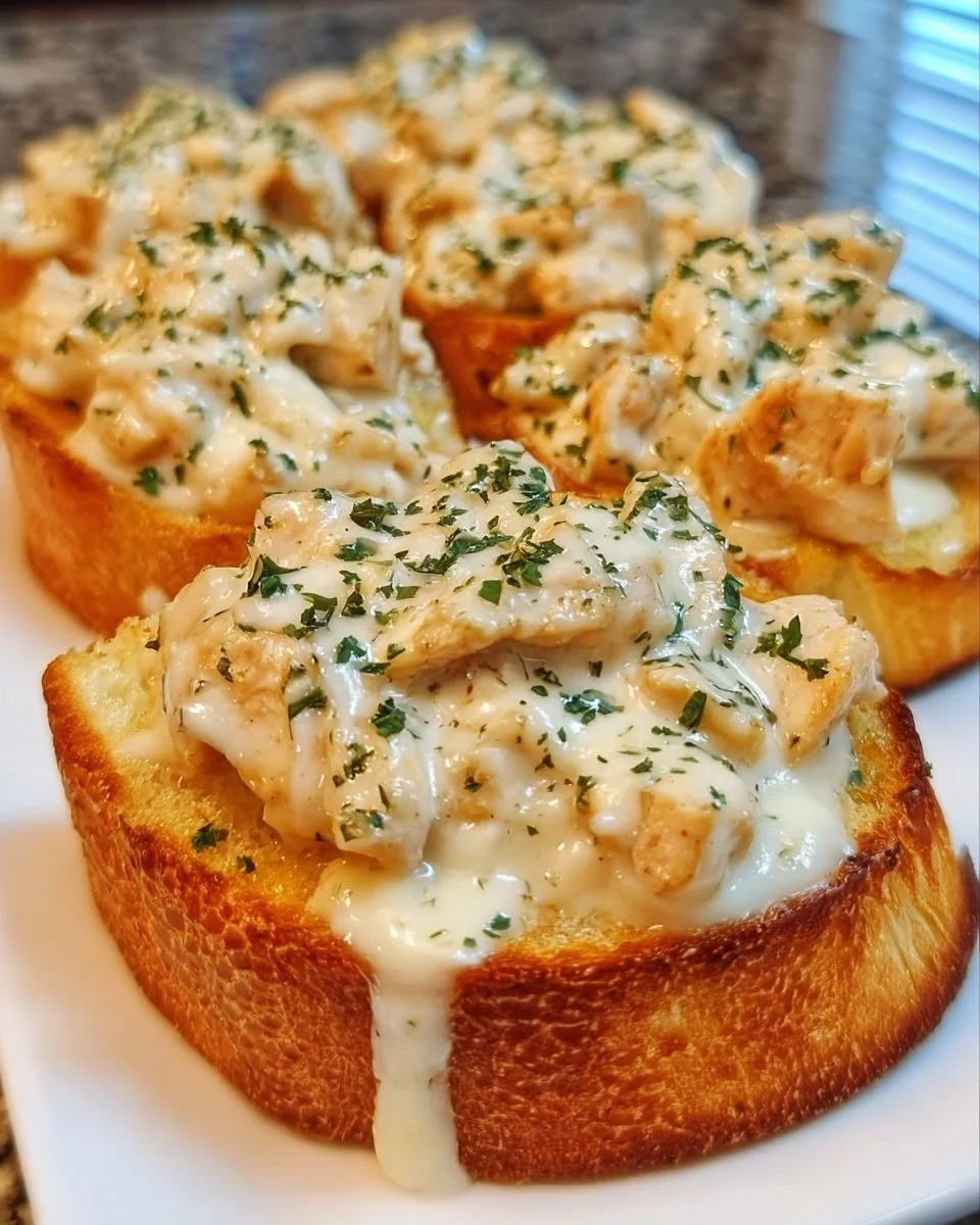 Chicken Alfredo Garlic Toast
