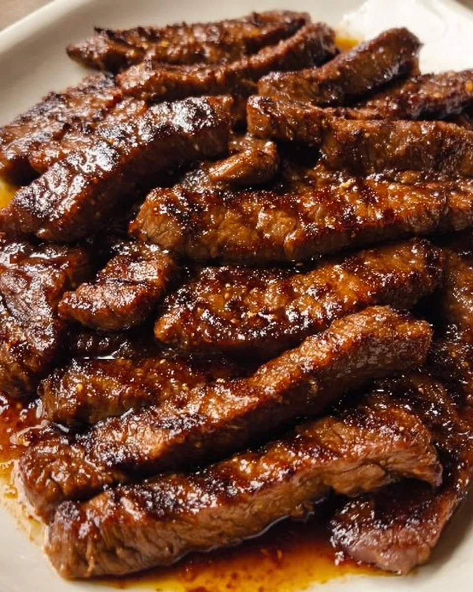 Grill Pan Honey Glazed Steak Strips