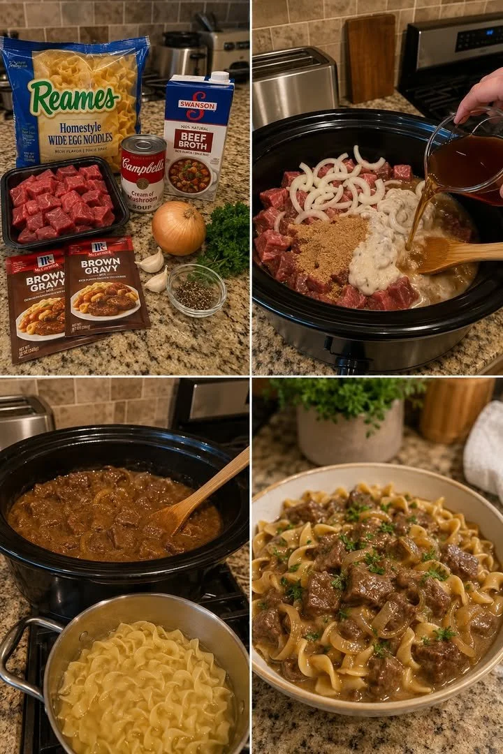 Crockpot Cowboy Steak &amp; Gravy Noodles
