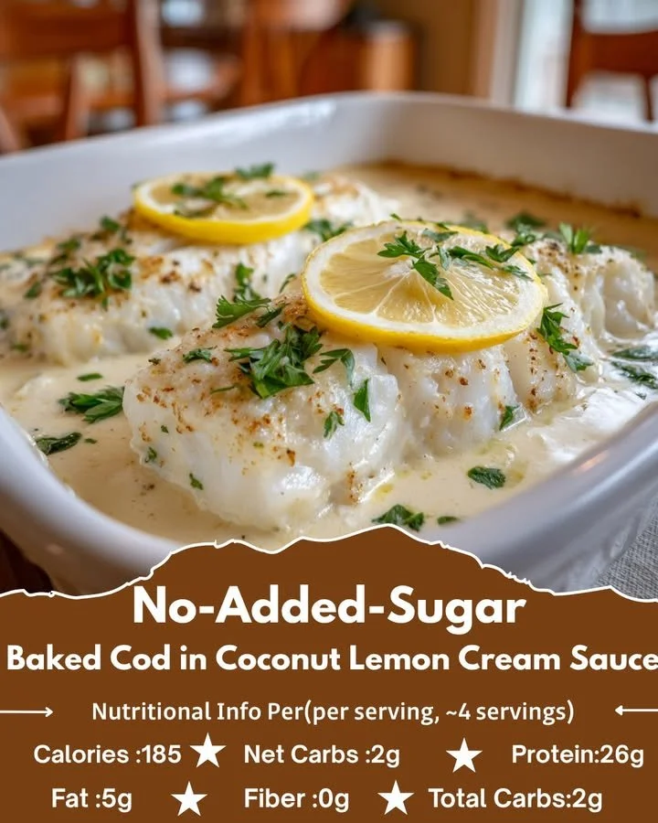 No-Added-Sugar Baked Cod in Coconut Lemon Cream Sauce