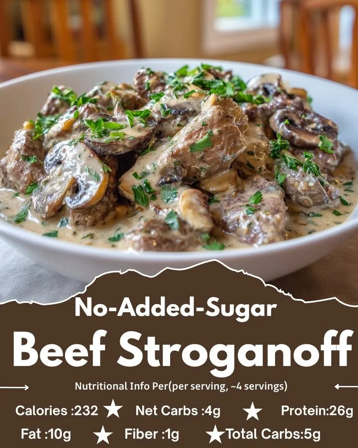 No-Added-Sugar Beef Stroganoff