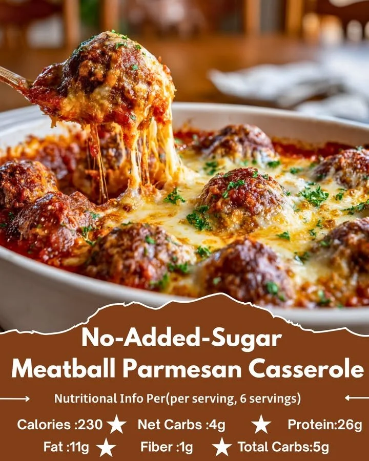 No-Added-Sugar Keto Meatball Parmesan Casserole