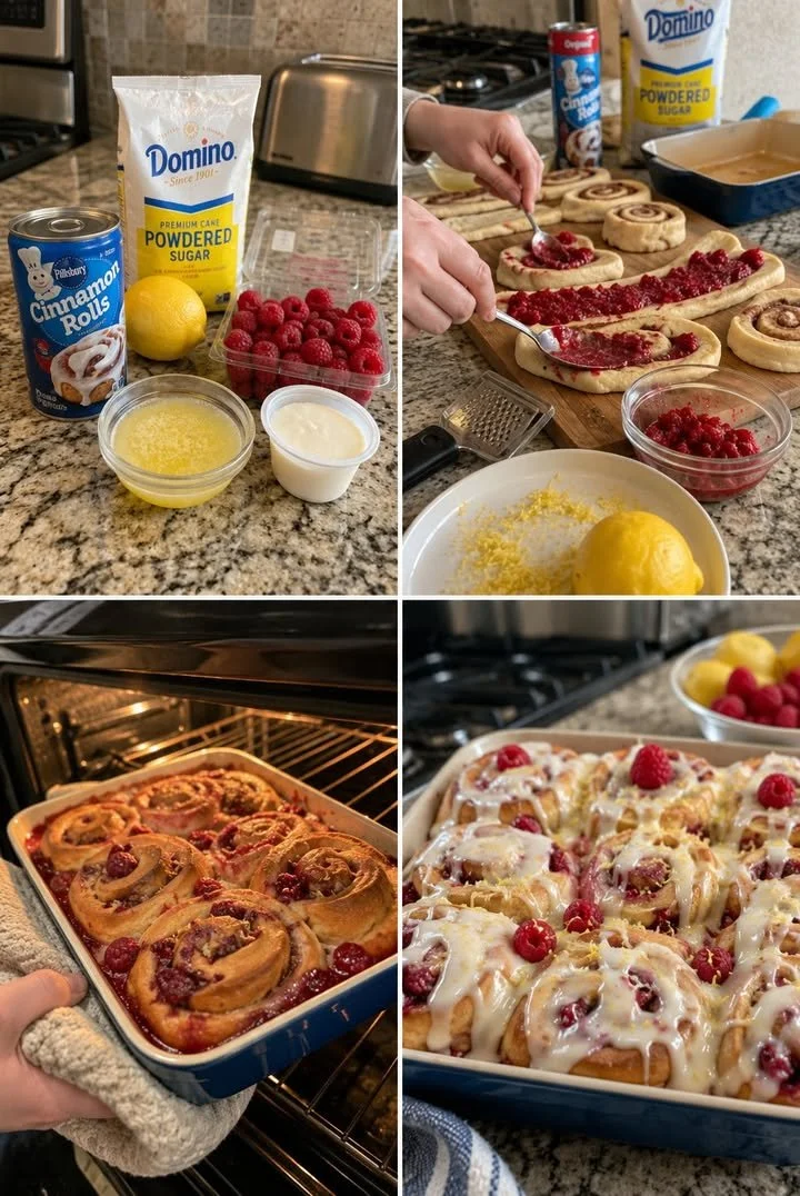Raspberry Cinnamon Rolls with Lemon Glaze