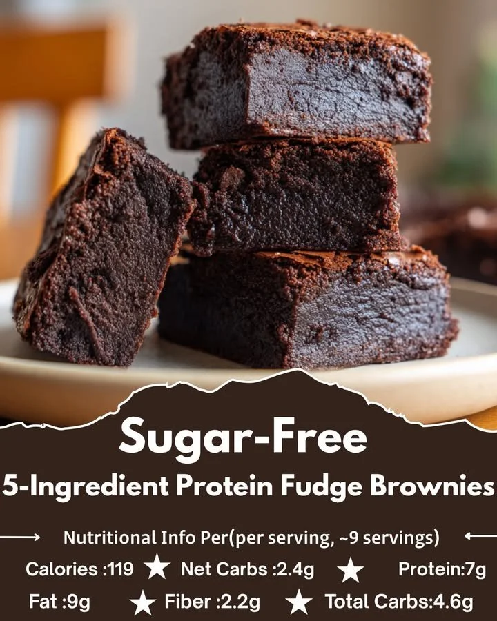 Sugar-Free 5-Ingredient Protein Fudge Brownies