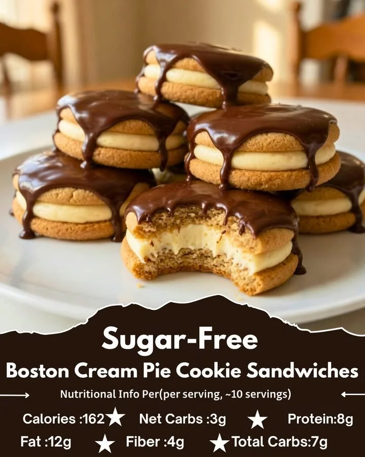 Sugar-Free Boston Cream Pie Cookie Sandwiches