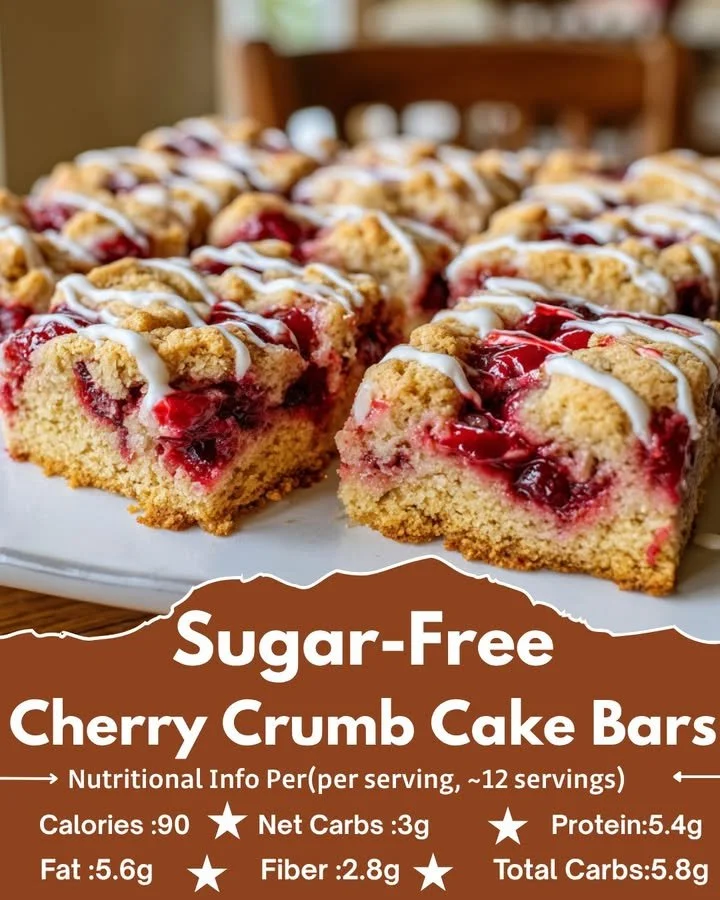 Sugar-Free Cherry Crumb Cake Bars