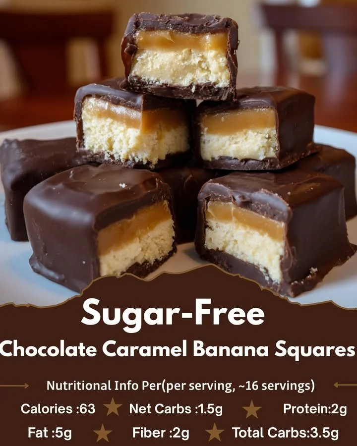 Sugar-Free Chocolate Caramel Banana Squares