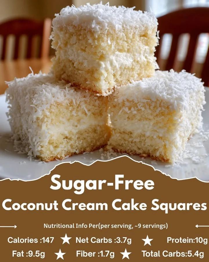 Sugar-Free Coconut Cream Cake Squares