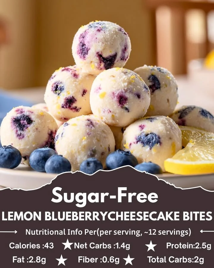 Sugar-Free Lemon Blueberry Cheesecake Bites
