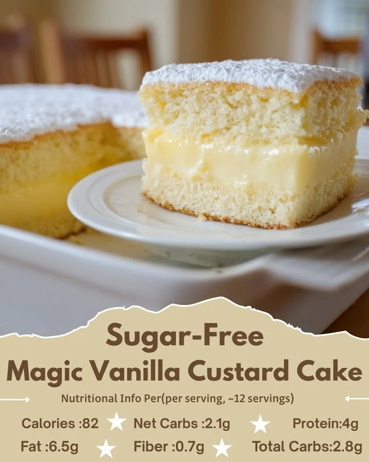 Sugar-Free Magic Vanilla Custard Cake
