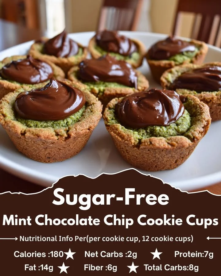 Sugar-Free Mint Chocolate Chip Cookie Cups