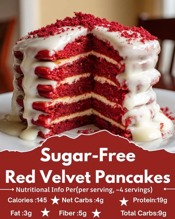 Sugar-Free Red Velvet Pancakes