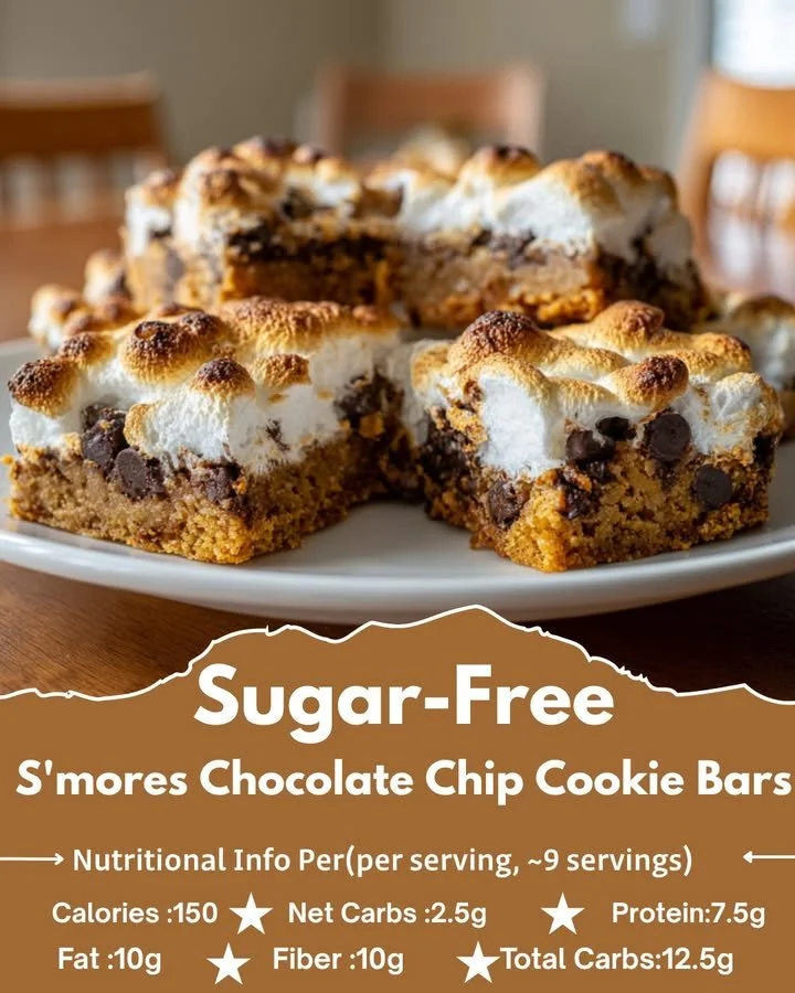 Sugar-Free S’mores Chocolate Chip Cookie Bars
