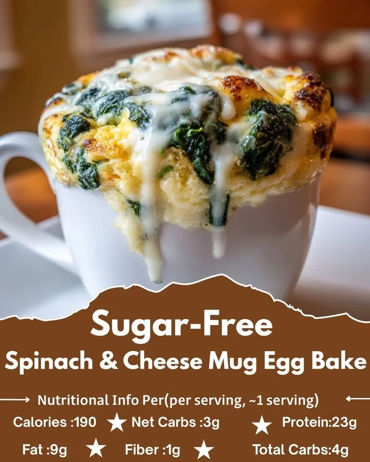 Sugar-Free Spinach &amp; Cheese Mug Egg Bake