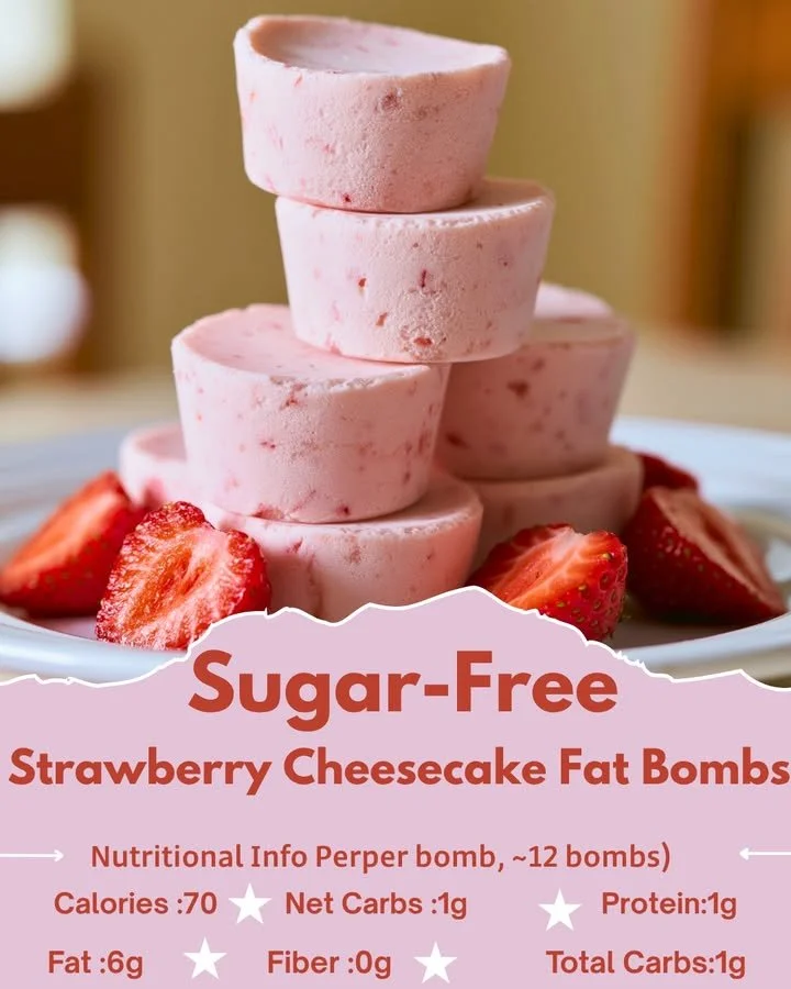 Sugar-Free Strawberry Cheesecake Fat Bombs